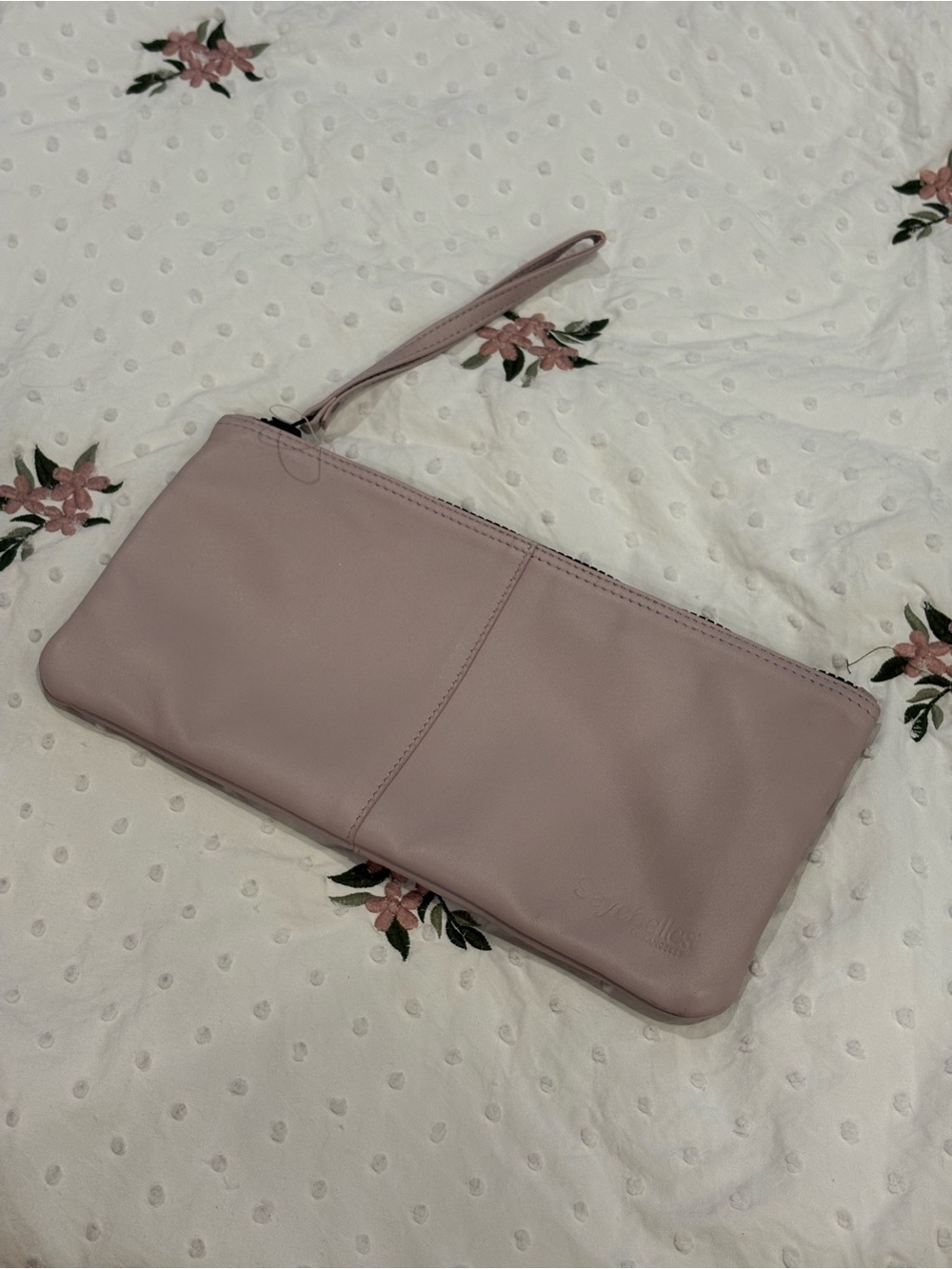 Seychelles Los Angeles Blush Pink Makeup Bag Wristlet Cosmetic Pouch NWOT